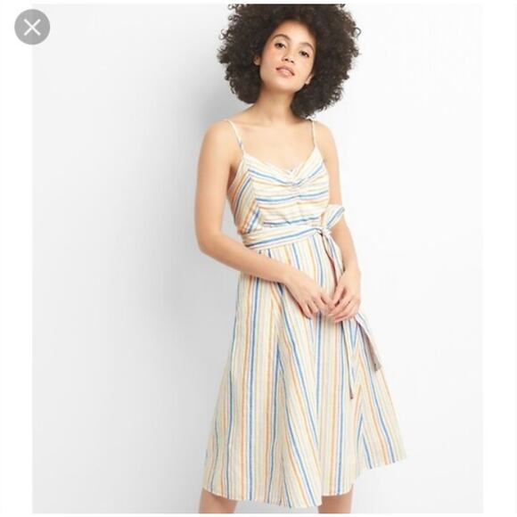 NWT GAP Fit and Flare Cami Dress in Linen-Cotton Size 8 - Picture 1 of 8